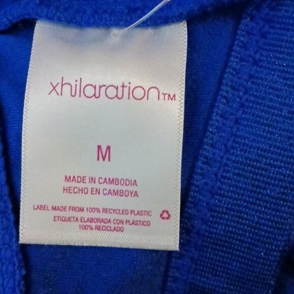 Xhilaration Bikini Top Blue Plunging Neckline Adjustable Straps Womens Size M - Picture 6 of 7